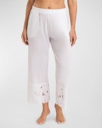 Hanro - Clara Cropped Floral-Embroidered Cotton Pants - Lyst