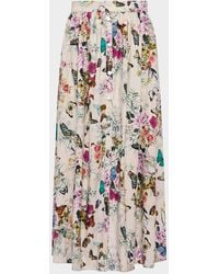 L'Agence - Seina Front Placket Midi Skirt - Lyst