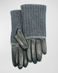 Portolano - Nappa Leather & Ribbed Two-Tone Cashmere Gloves - Lyst