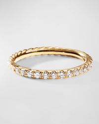 David Yurman - Cable Collectibles Band Ring With Diamonds In 18k Gold, 2mm - Lyst
