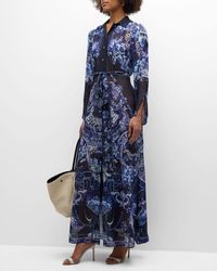 Camilla - Chiffon Maxi Dress With Cutwork Lace Collar - Lyst