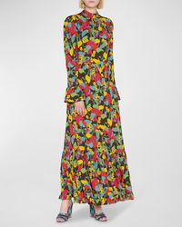 La DoubleJ - Visconti Floral-print Puff-sleeve Tiered Maxi Dress - Lyst