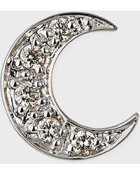 Sydney Evan - 14k Pave Diamond Crescent Moon Single Stud Earring - Lyst
