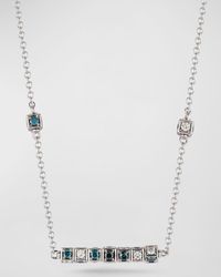 Miseno - 18k White Gold Blue And White Diamond Cube Long Bar Necklace - Lyst