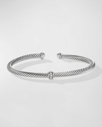 David Yurman - 4mm Cable Station Bracelet W/ Diamonds - Lyst