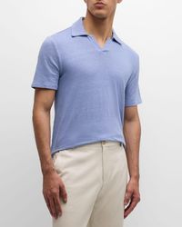 Officine Generale - Simon Linen Johnny Collar Polo Shirt - Lyst