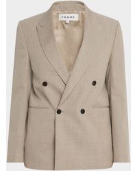 FRAME - Double-Breasted Wool Blazer - Lyst