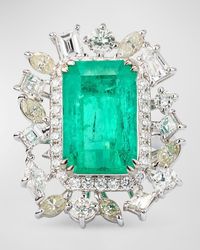Alexander Laut - 18K Emerald Ring With Round, Marquise And Emerald Cut Diamonds, Size 6.5 - Lyst