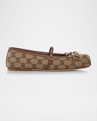 Gucci - Gg Canvas Horsebit Ballerina Flats - Lyst
