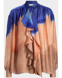 Ulla Johnson - X Helen Frankenthaler Gesture Silk-Chiffon Ruffle Blouse - Lyst