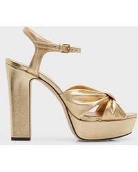 Jimmy Choo - Heloise Metallic Ankle-Strap Platform Sandals - Lyst