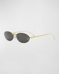 Fendi - Embellished Ff Oval Metal Sunglasses - Lyst