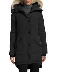 Canada Goose Rossclair Fur-trim Hooded Down Parka - Black