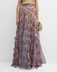Maison Common - Organza Floral Print Maxi Skirt With Ruffle Detail - Lyst