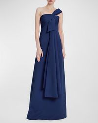 Badgley Mischka - Strapless Draped Bow-Front Gown - Lyst