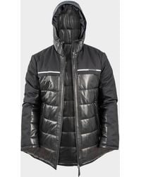 Maceoo - Apos;S Hybrid Leather Hooded Bomber Jacket - Lyst