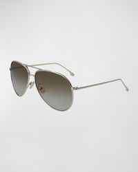 Victoria Beckham - Aviator Hammered Metal Sunglasses - Lyst