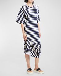 Plan C - Patchwork Striped Short-sleeve Midi T-shirt Dress - Lyst