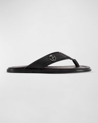Giorgio Armani - Logo Leather Thong Sandals - Lyst