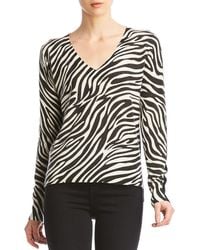 Bailey 44 - Heidi V-neck Sweater With Zebra Print Front - Lyst