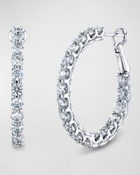 Neiman Marcus - 18K Round Diamond Wire Cup Hoop Earrings, 1"L - Lyst