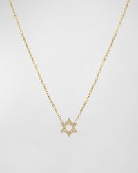 Zoe Lev - 14k Gold And Diamond Open Star Of David Necklace - Lyst