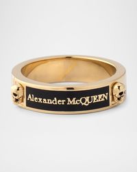 McQueen - Skull Enamel Logo Ring - Lyst