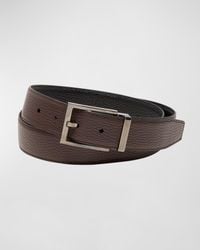 Ferragamo - Double Adjustable Square-Buckle Leather Belt - Lyst