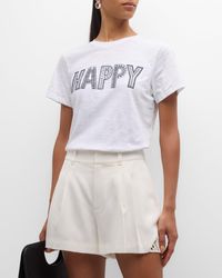 Cinq À Sept - Embroidered Happy Short-Sleeve Cotton Tee - Lyst