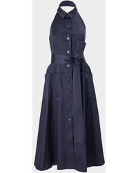 Carolina Herrera - Collared Button-Front Halter Midi Dress - Lyst