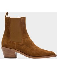 Gianvito Rossi - Wylie Suede Western Chelsea Booties - Lyst