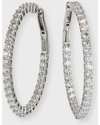 Roberto Coin - 18k White Gold Large Oval Hoop Earrings With Diamonds - Lyst