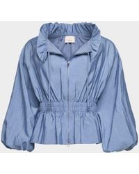 Cinq À Sept - Deana Ruffled-Collar Nylon Peplum Jacket - Lyst