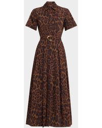 Adam Lippes - Leighton Leopard-Print Belted Midi Shirtdress - Lyst