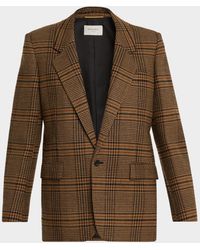Saint Laurent - Oversized Check Single-Breasted Blazer Jacket - Lyst
