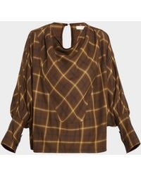 Co. - Draped Batwing Check-Print Tunic Top - Lyst