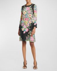 Etro - Bouquet Floral-print Long-sleeve Jersey Dress - Lyst