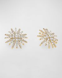 David Yurman - Starburst 18k Yellow Gold Diamond Pave Stud Earrings - Lyst