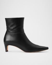 STAUD - Wally Leather Square-Toe Ankle Booties - Lyst