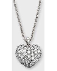 Neiman Marcus - 18k White Gold Diamond Heart Pendant Necklace - Lyst