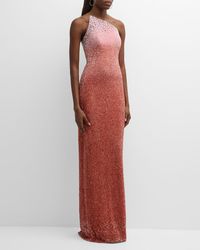 Pamella Roland - Strapless Ombre Sequin Gown With Oversized Crystals - Lyst