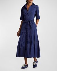 Polo Ralph Lauren - Tiered Cotton Midi Shirtdress - Lyst
