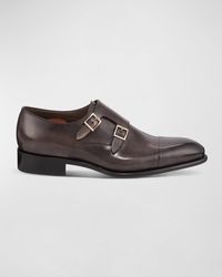 Santoni - Ira Leather Double-Monk Loafers - Lyst