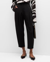 Stella McCartney - Iconic Pleated Curved Straight-leg Crop Trousers - Lyst