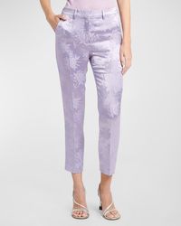 Etro - Mid-Rise Fluid Floral Brocade Skinny-Leg Ankle Trousers - Lyst