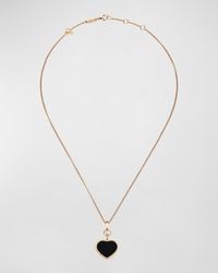 Chopard - Happy Hearts 18k Rose Gold Onyx & Diamond Pendant Necklace - Lyst