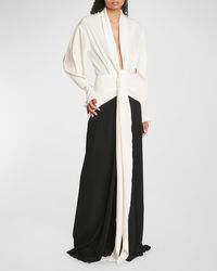 Victoria Beckham - Contrast Gown With Tie Detail - Lyst