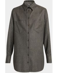 Kiton - Metallic Check Wool Button-Down Shirt - Lyst