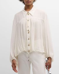 Chloé - X High Summer Cotton Silk Button-Front Blouson Top - Lyst