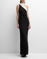 Roland Mouret - One-Shoulder Cady Gown With Monochrome Detail - Lyst